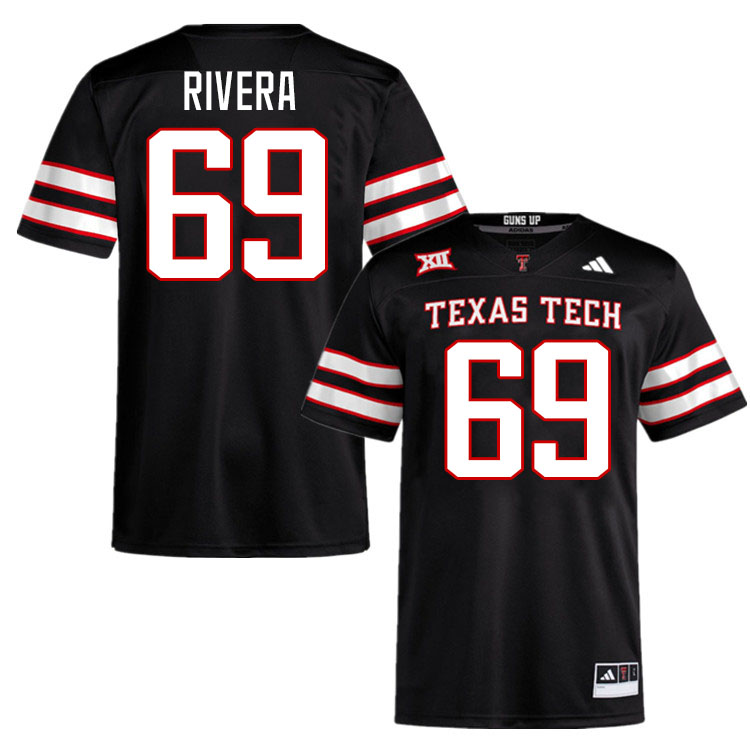 #69 Gabe Rivera Texas Tech Red Raiders Jerseys College Football Uniforms Stitched-Black